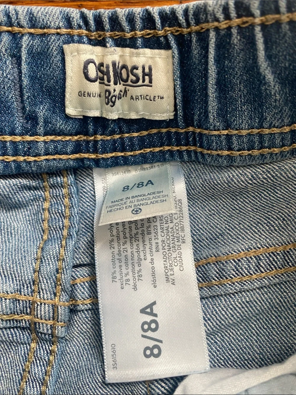 Oshkosh Kids Denim Drawstring Shorts - Blue Size 8 EUC